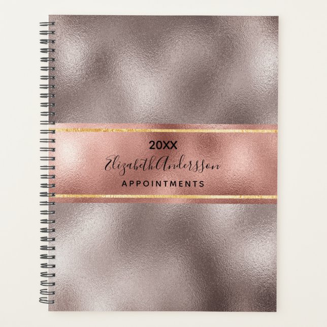 Rose gold elegant glam monogram planner (Front)