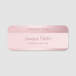 Rose Gold Elegant Handwritten Script Name Modern Name Tag