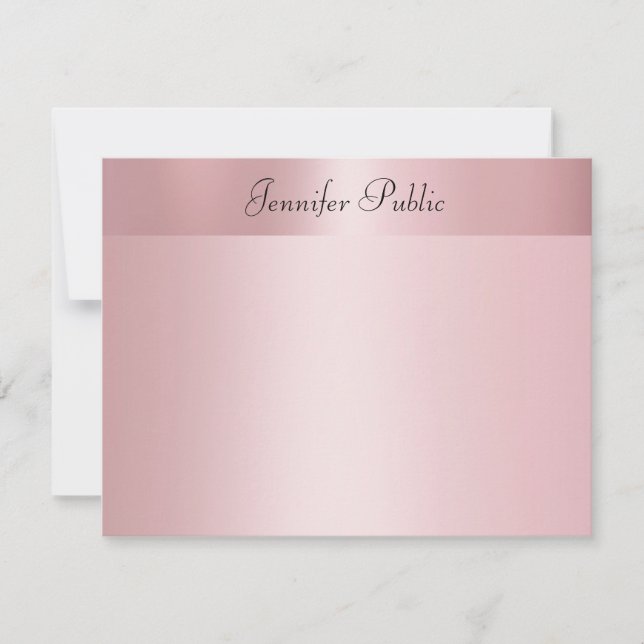 Rose Gold Elegant Main Script Nom Modèle texte (Devant)