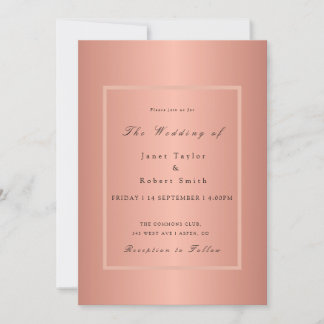 Rose Gold Elegant Minimalist with Pink Border  Invitation