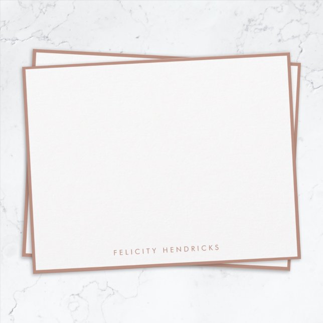 Rose Gold Elegant Modern Minimalist Simple White Card (Elegant rose gold border note card by Guava - modern, minimalist, and easily customizable.)