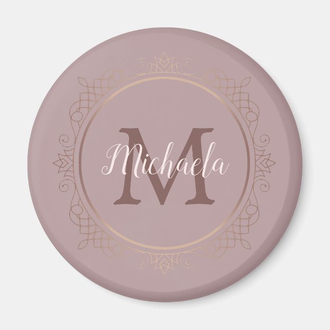 Rose Gold Elegant Modern Monogrammed Template Magnet (Front)