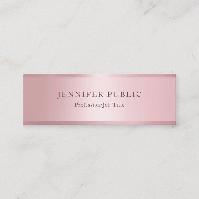Rose Gold Elegant Modern Professional Template Mini Business Card (Front)