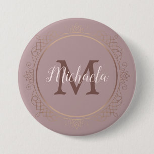 Rose Gold Elegant Monogram Modern Template 3 Inch Round Button