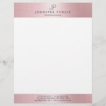 Rose Gold Elegant Monogram Modern Template Letterhead<br><div class="desc">Rose Gold Elegant Monogram Modern Plain Template Letterhead.</div>