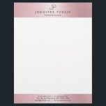 Rose Gold Elegant Monogram Modern Template Letterhead<br><div class="desc">Rose Gold Elegant Monogram Modern Plain Template Letterhead.</div>