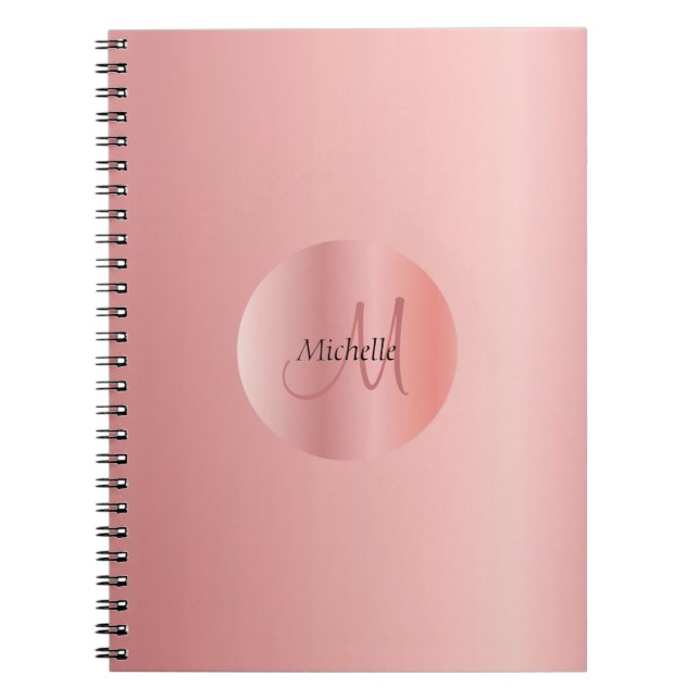 Rose Gold Elegant Monogram Template Custom Notebook (Front)