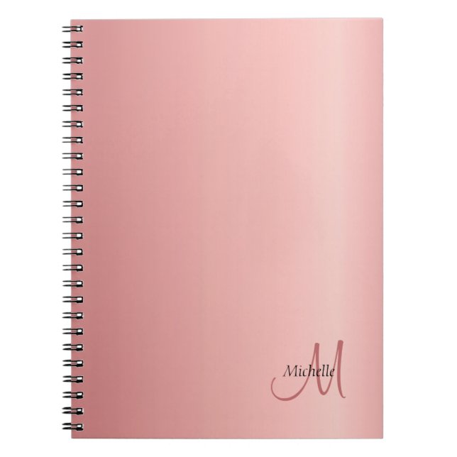 Rose Gold Elegant Monogram Template Modern Notebook (Front)
