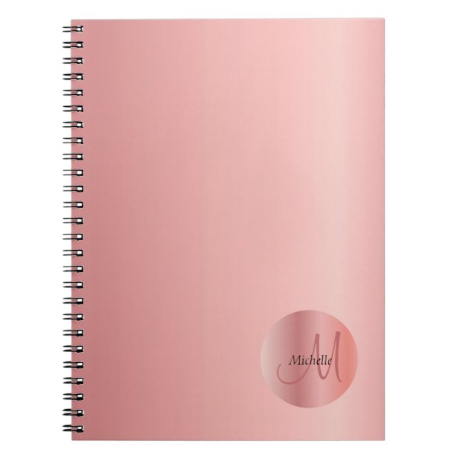 Rose Gold Elegant Monogrammed Template Modern Notebook (Front)