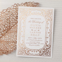Rose gold elegant ornate romantic vintage wedding