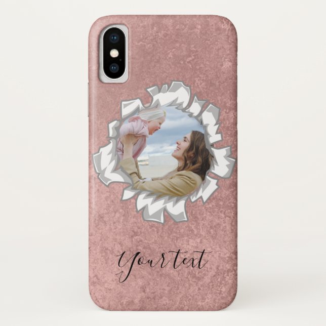 Rose Gold Elegant Personalized Photo Text Case-Mate iPhone Case (Back)