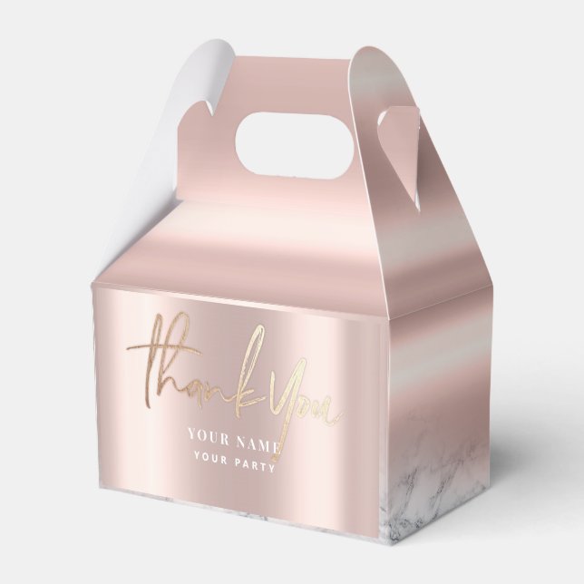 Rose Gold Elegant Pink Chic Foil Marble Favor Box (Front Side)