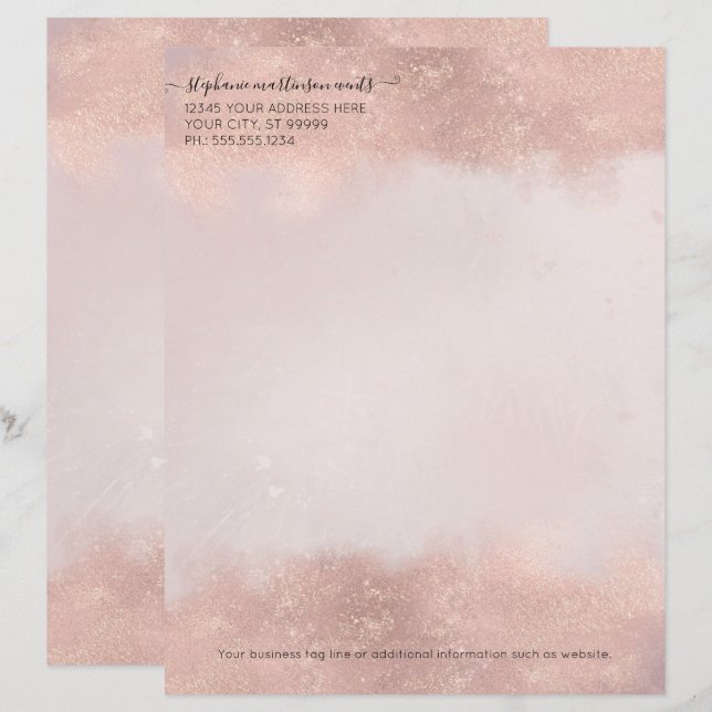 Rose Gold Elegant Professional Salon Hair Makeup Letterhead (Front/Back)