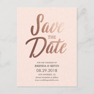 Rose Gold Elegant Save the Date Postcard
