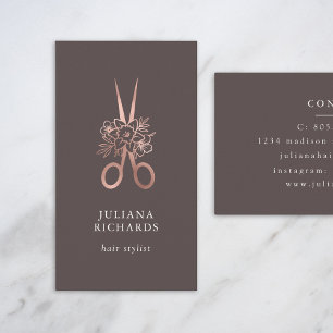 Rose Gold Elegant Scissors Hair Stylist Business C Card
