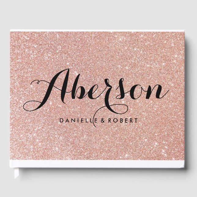 Rose Gold Elegant Script Mariage livre d'hôtes (Recto)