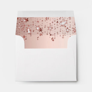 Rose gold elegant stars envelope