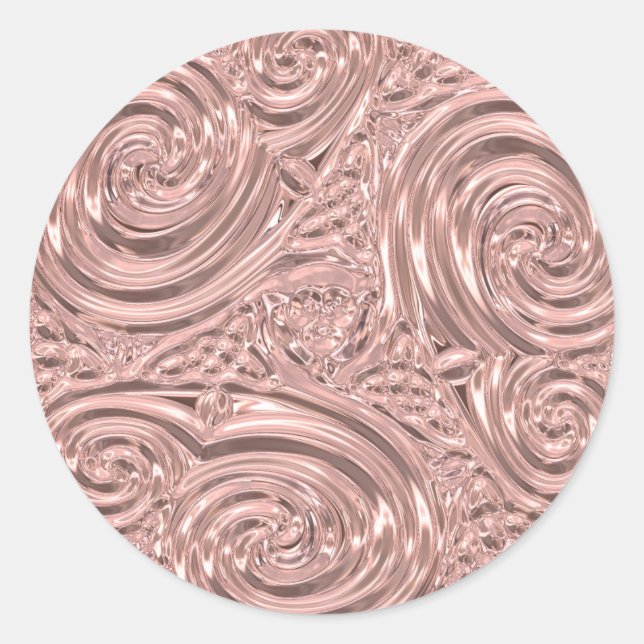 Rose gold elegant victorian classic round sticker (Front)