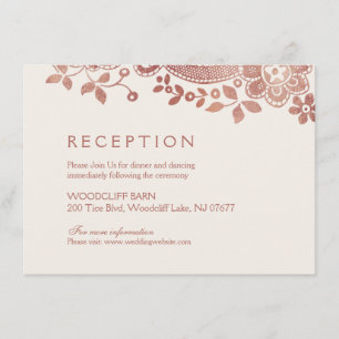 Rose gold elegant vintage lace wedding reception enclosure card