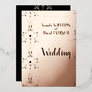 Rose GOLD -Elegant Wedding, REAL Foil Invitation