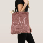 Rose Gold Elegant Wedding Reception Monogram Tote Bag<br><div class="desc">Wedding reception tote bags. Rose gold pink brown floral monogram pattern customize text. Classy,  chic,  elegant,  modern,  trendy,  stylish,  beautiful succulent metallic. To change the typography,  click on edit design. Image copyright Marg Seregelyi Photography.</div>