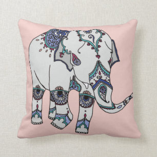 Rose Gold Embellished Elephant Cushion