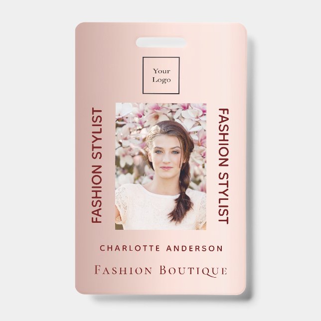 Rose gold employee photo badge (Front)