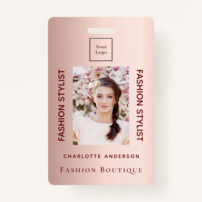 Rose gold employee photo badge (Front)