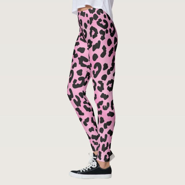 Rose Gold Empreinte de léopard Gym Leggings (Gauche)