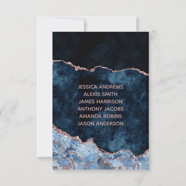 Rose Gold et Bleu de Nuit Numéro de Table Agate Si (Dos)