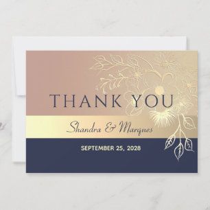 Rose Gold et bleu marine Mariage Carte de remercie