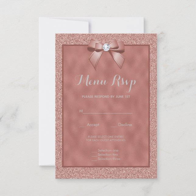 Rose Gold et Menu de glitter de style RSVP (Devant)