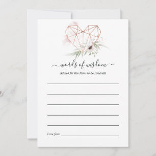 Rose Gold Eucalyptus Geometric Baby Shower Advice Card