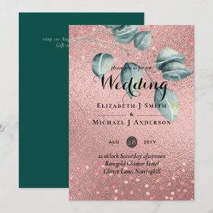 Rose Gold Eucalyptus Leaves Foil Look WEDDING