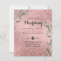 Rose Gold Eucalyptus Leaves Foil Look WEDDING