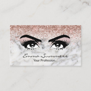 Rose Gold Eyebrow Eyelash Marble Makeup Eyes Business Card
