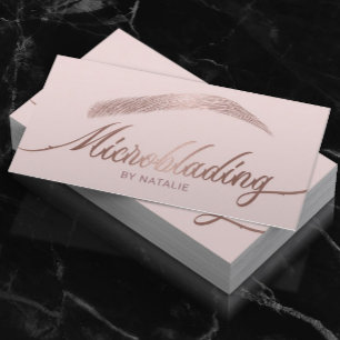 Rose Gold Eyebrow Salon Microblading Blush Pink Business Card