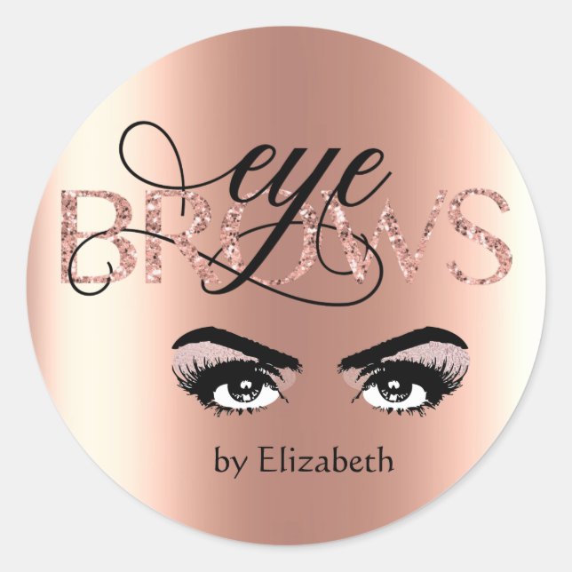 Rose Gold Eyebrow Tinting MicroBlading Threading Classic Round Sticker (Front)