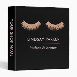 Rose Gold Eyelashes Makeup Salon 3 Ring Binder