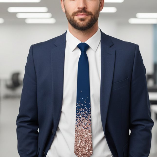 Rose Gold Fading Waterfall Ombre Glitter look Neck Tie (Creator Uploaded)