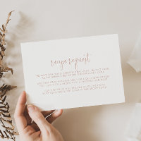 Rose Gold Fancy Script Wedding Recipe Request  