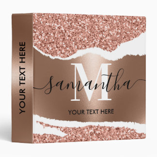 Rose Gold Faux and Glitter Binder