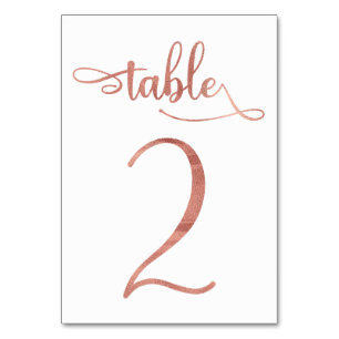 Rose Gold faux foil 3.5x5 table number   Table 2