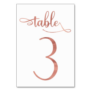 Rose Gold faux foil 3.5x5 table number   Table 3
