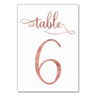 Rose Gold faux foil 3.5x5 table number   Table 6