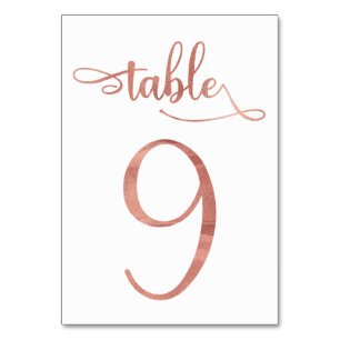 Rose Gold faux foil 3.5x5 table number   Table 9