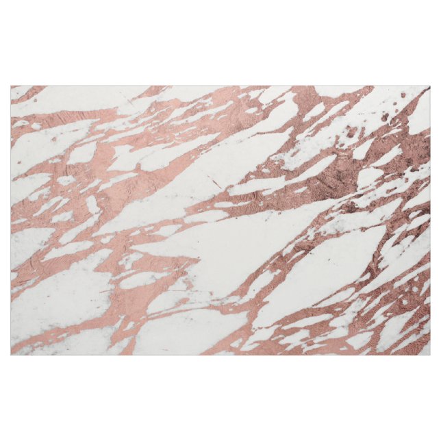 Rose Gold Faux Foil and White Marble Pattern Fabric (Yard)