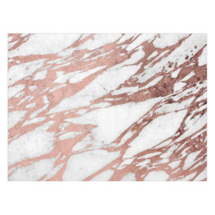 Rose Gold Faux Foil and White Marble Pattern Tablecloth