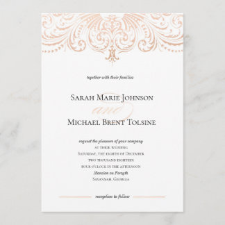 Rose Gold Faux Foil Boho Chic Faire-part de mariag
