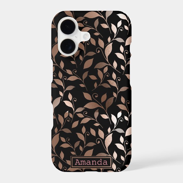 Rose Gold Faux Foil Botanical Modern Pattern (Back)